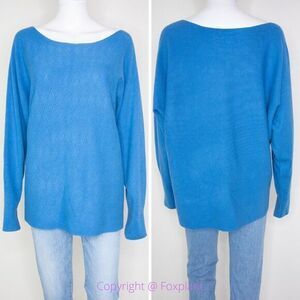 NEW Vila Milamo blue boat neck wool blend dolman sleeves sweater, women's size L